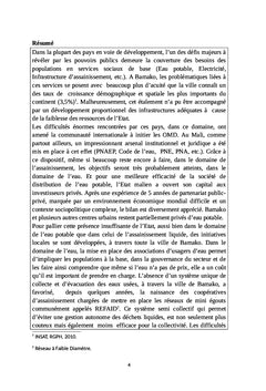 Accès à l'eau potable et aux infrastructures d'assainissement à Bamako