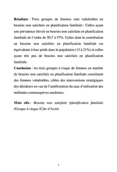 Analyse des groupes à risque des femmes en matière