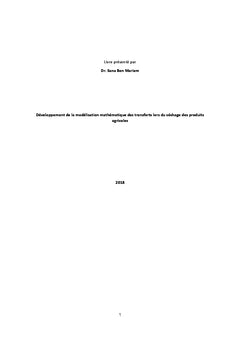 Développement des modèles de transferts massiques et thermiques