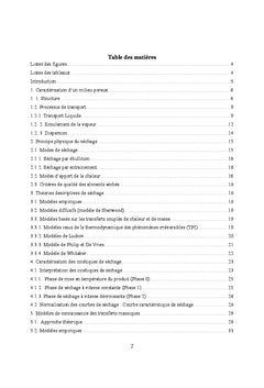 Développement des modèles de transferts massiques et thermiques