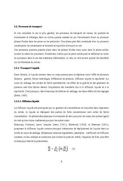 Développement des modèles de transferts massiques et thermiques