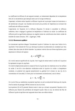 Développement des modèles de transferts massiques et thermiques
