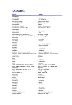Dictionnaire des termes techniques douaniers Anglais/Français