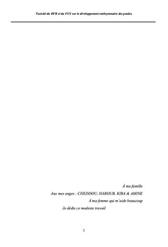 Toxicité du DFB et du FCX sur le développement embryonnaire des poules