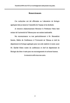 Toxicité du DFB et du FCX sur le développement embryonnaire des poules