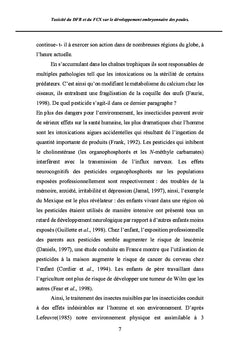 Toxicité du DFB et du FCX sur le développement embryonnaire des poules