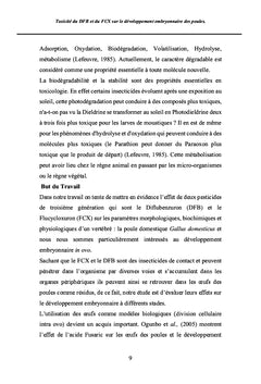 Toxicité du DFB et du FCX sur le développement embryonnaire des poules