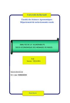 Analyse de la Vulnérabilité Socio-économique des Ménages de Ngozi