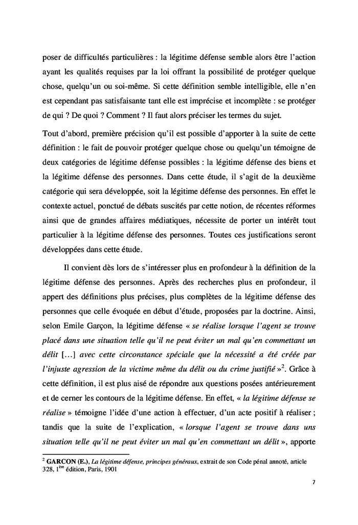 La légitime défense des personnes