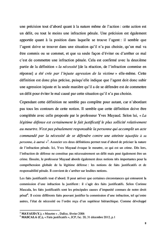 La légitime défense des personnes