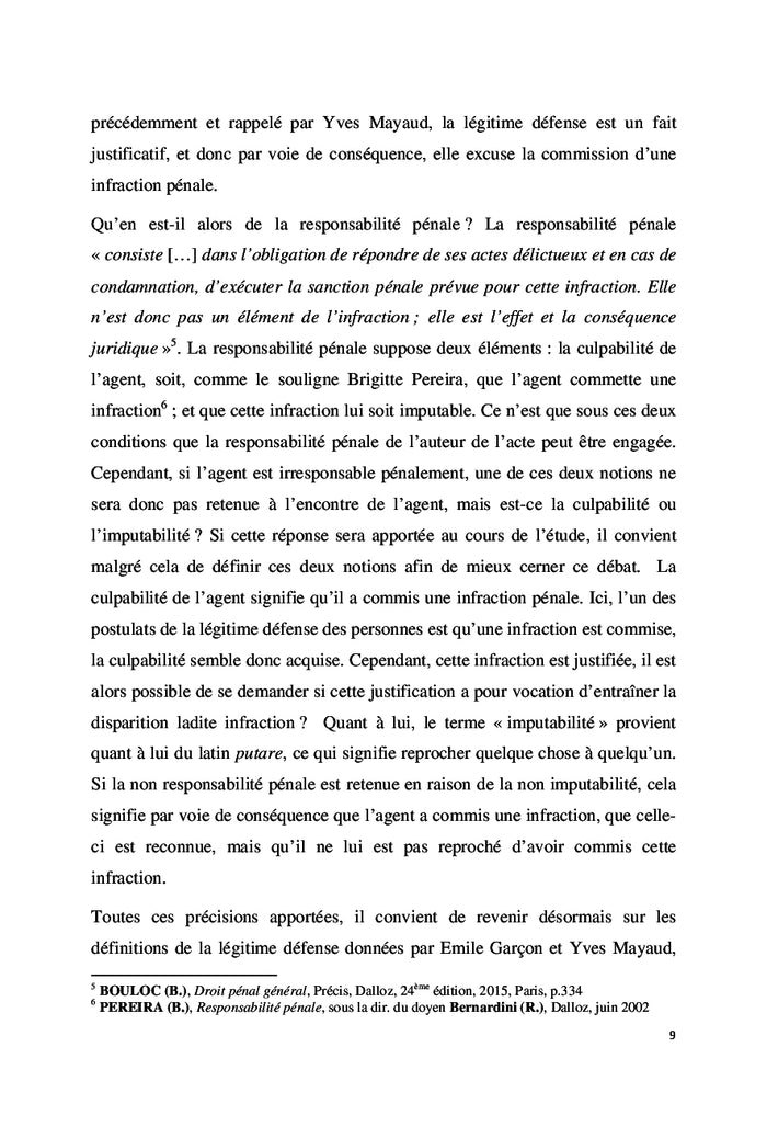 La légitime défense des personnes