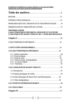 Quantification Et Modelisation Du Transport Solide Dans Un Cours D'eau
