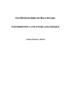 Les dithyrambes de Bacchylide