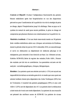 La mesure d'independance fonctionnelle chez les blesses medullaires