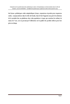 Evaluation qualitative des sirops antipaludiques retrouves A Douala