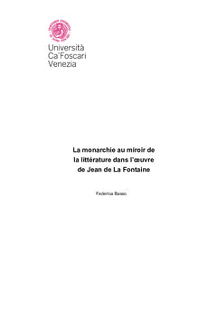 La monarchie au miroir de la littérature dans l'oeuvre de La Fontaine