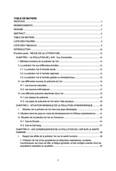 Épidémiologie des symptômes cliniques liées à la pollution de l'air