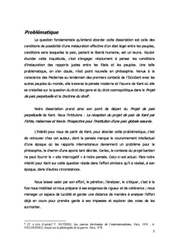 La réception du projet de paix de Kant chez Fichte, Habermas et Rawls