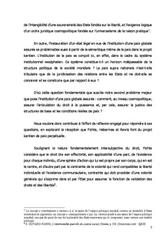 La réception du projet de paix de Kant chez Fichte, Habermas et Rawls