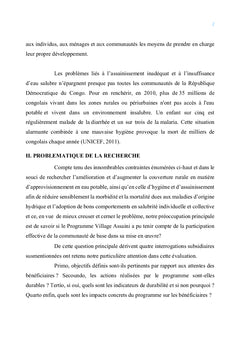 Esquisse d'évaluation du Programme Village assaini