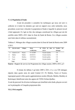 Esquisse d'évaluation du Programme Village assaini