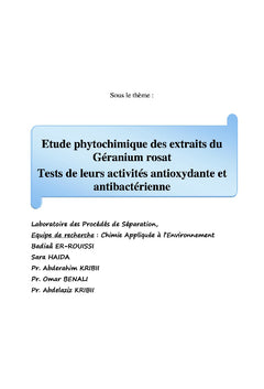 Analyses et activités biologiques des extraits du Géranium Rosat