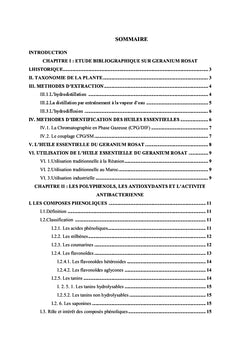 Analyses et activités biologiques des extraits du Géranium Rosat