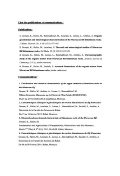 La geochimie des roches bitumineuses du Rif Marocain