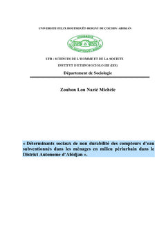 Determinants sociaux de resiliation des contrats d'abonnement d'eau.