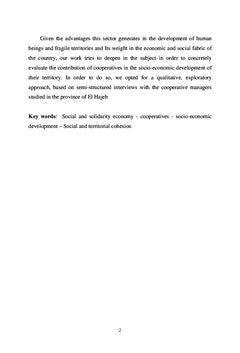 La Contribution des coopératives au développement territorial