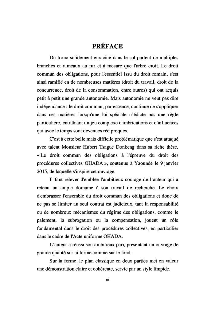 Droit commun des obligations et droit OHADA des procédures collectives