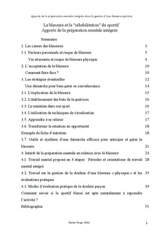 Preparation mentale et blessures occasionnees par la pratique sportive