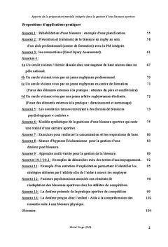 Preparation mentale et blessures occasionnees par la pratique sportive