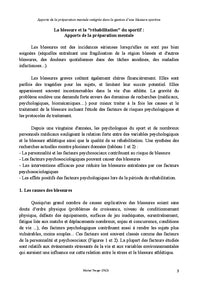 Preparation mentale et blessures occasionnees par la pratique sportive