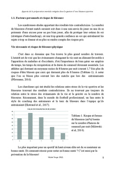 Preparation mentale et blessures occasionnees par la pratique sportive