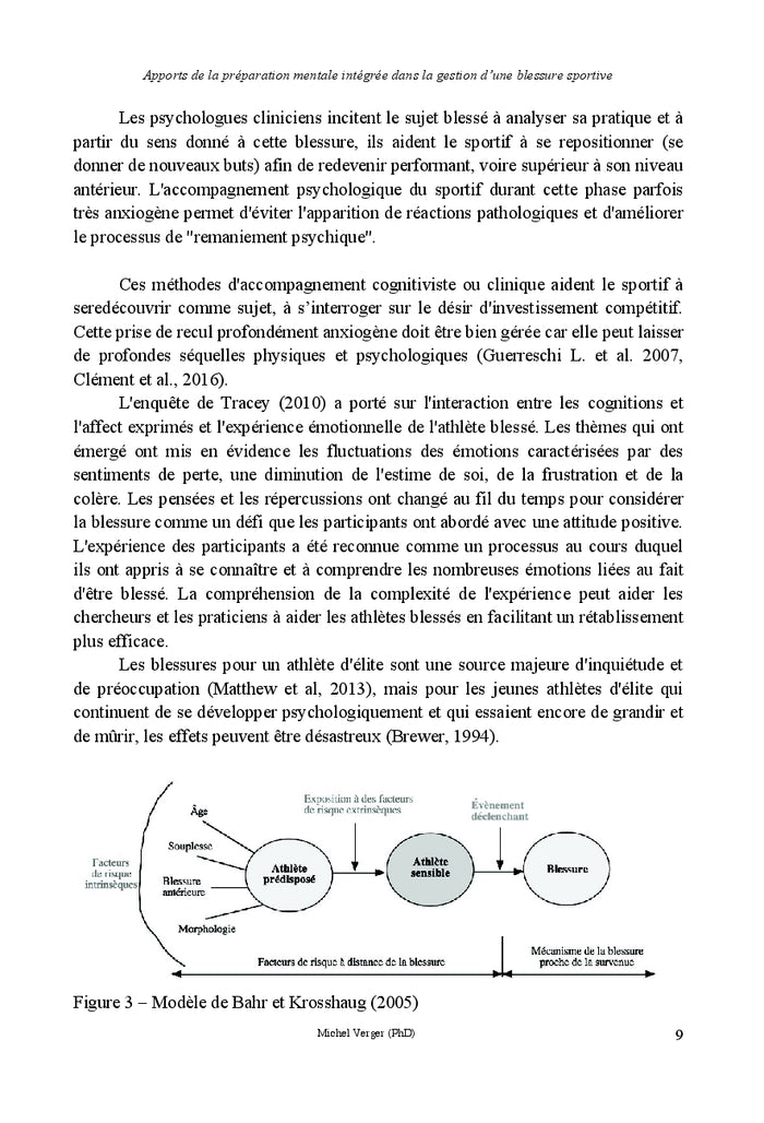 Preparation mentale et blessures occasionnees par la pratique sportive