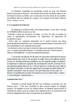 Preparation mentale et blessures occasionnees par la pratique sportive