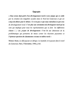 Filiere cotonniere et dynamiques paysannes au Nord-Cameroun