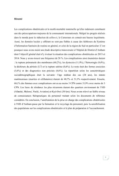 Complications obstetricales à l'hôpital de district d'Ambam :
