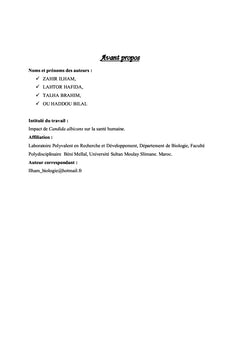 Impact de Candidas albicans sur la santé humaine