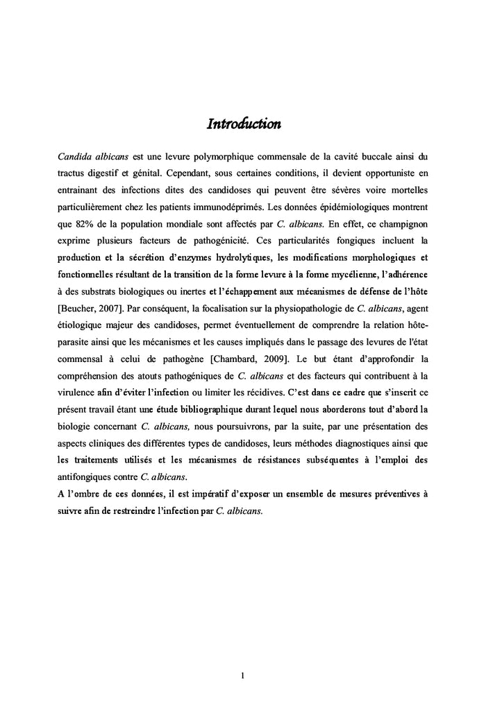 Impact de Candidas albicans sur la santé humaine