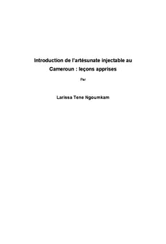 Introduction de l'artésunate injectable au Cameroun: leçons apprises