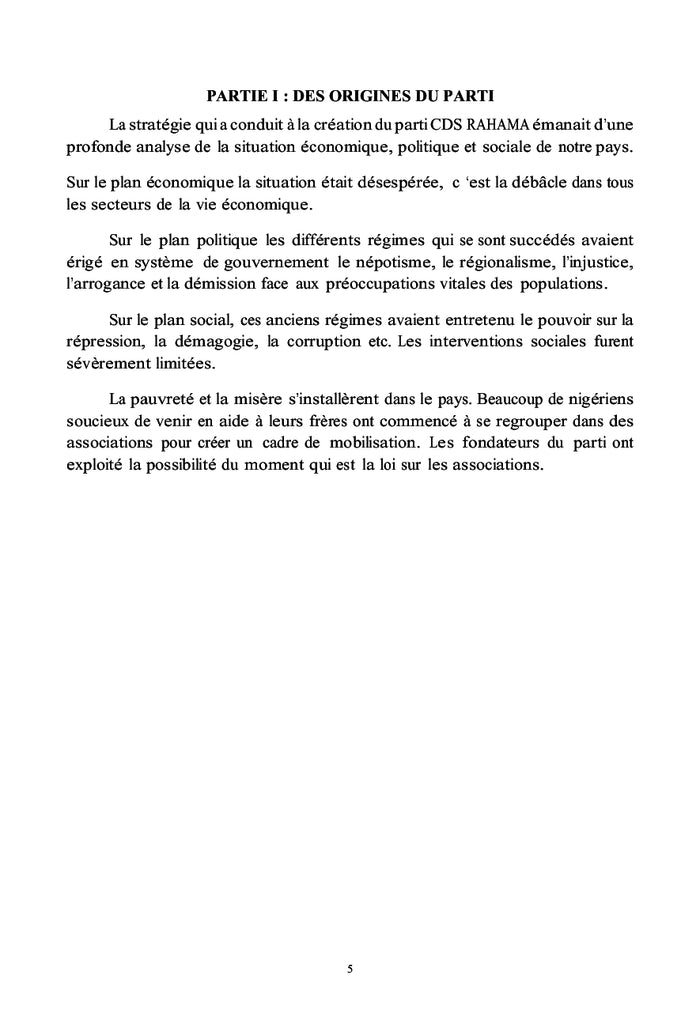 La convention démocratique et sociale CDS-RAHAMA