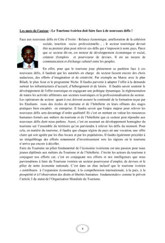 Développement et relance du tourisme Ivoirien