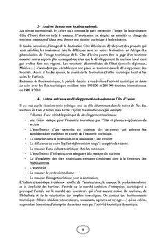 Développement et relance du tourisme Ivoirien