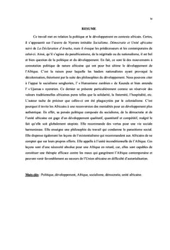 Politique et Developpement en Afrique
