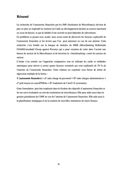 Gestion de l'autonomie financiere d'une institution de microfiannce