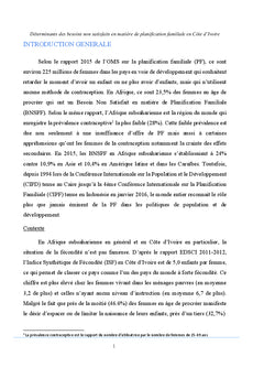 Besoins non satisfaits en matière de PF en Côte d'Ivoire