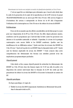 Besoins non satisfaits en matière de PF en Côte d'Ivoire