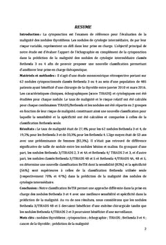 Prediction de la malignite des nodules thyroïdiens